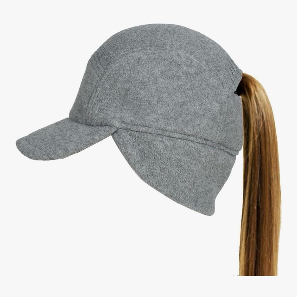 Women's Gray Ponytail Hat